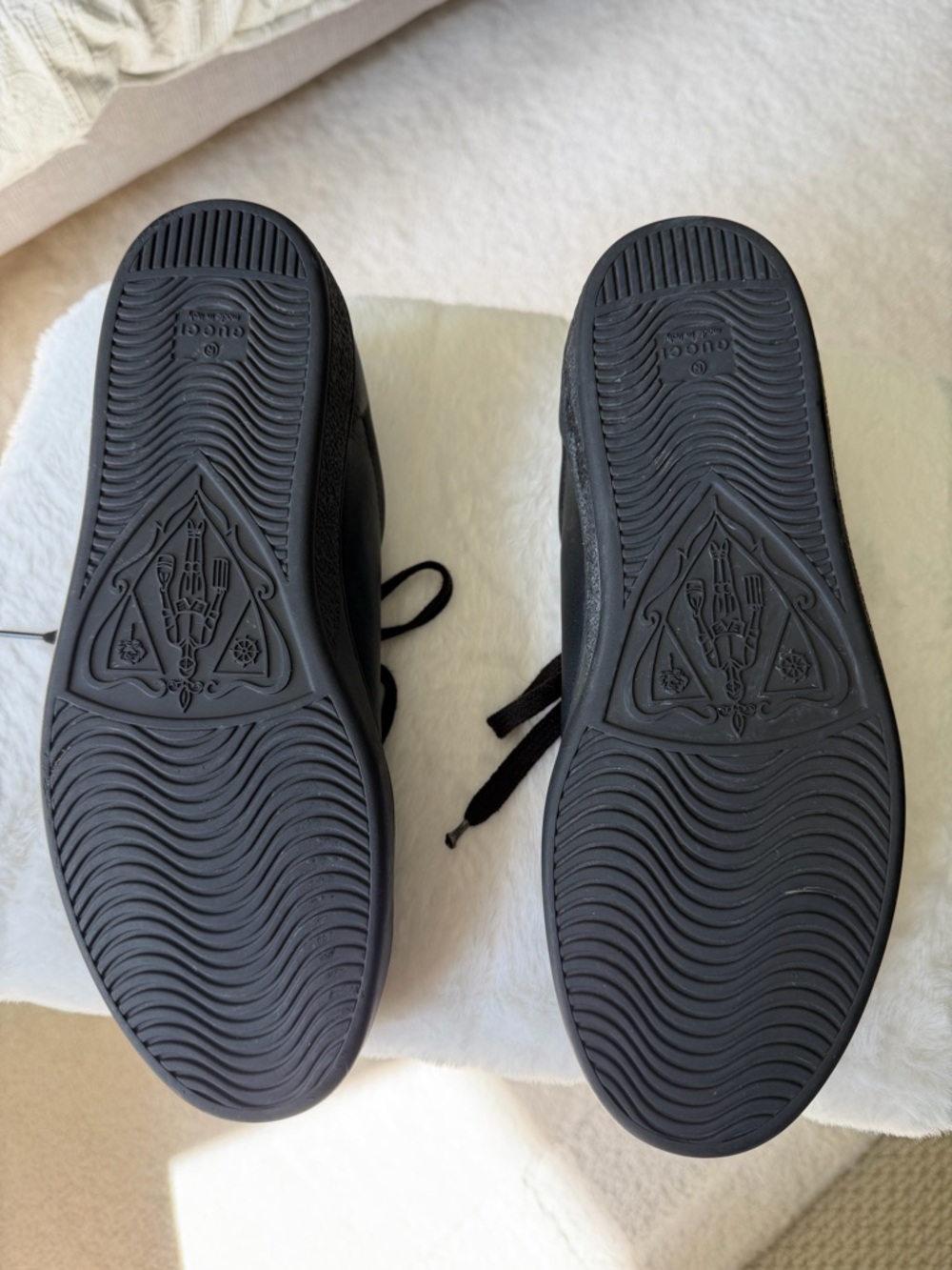 Gucci New Ace GG perforate black/grey leather 8.5 Euro sneakers trainers - Picture 5 of 16